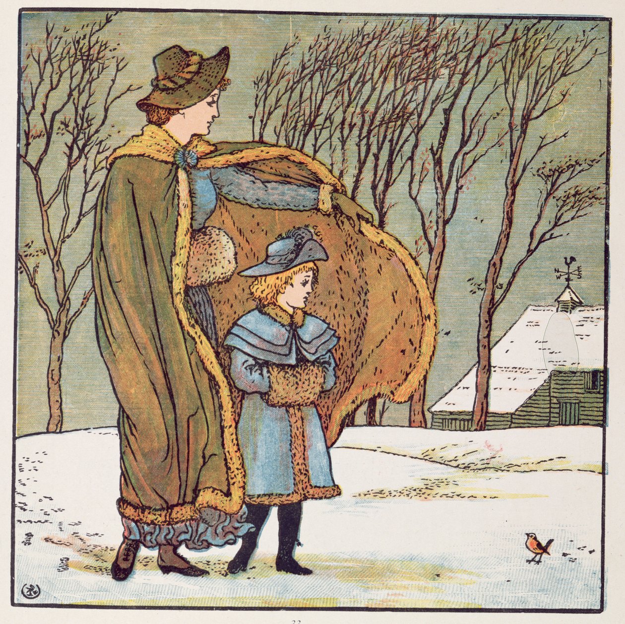 De noordenwind en de roodborst door Walter Crane