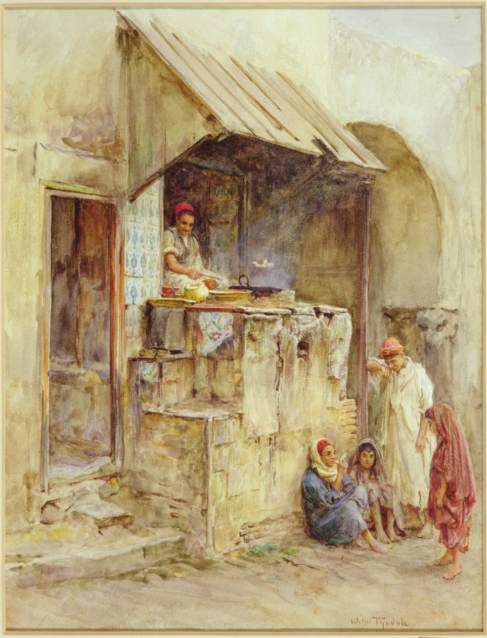 Een eetwinkel in Kairouan, Tunis, 1881 door Walter Frederick Roofe Tyndale