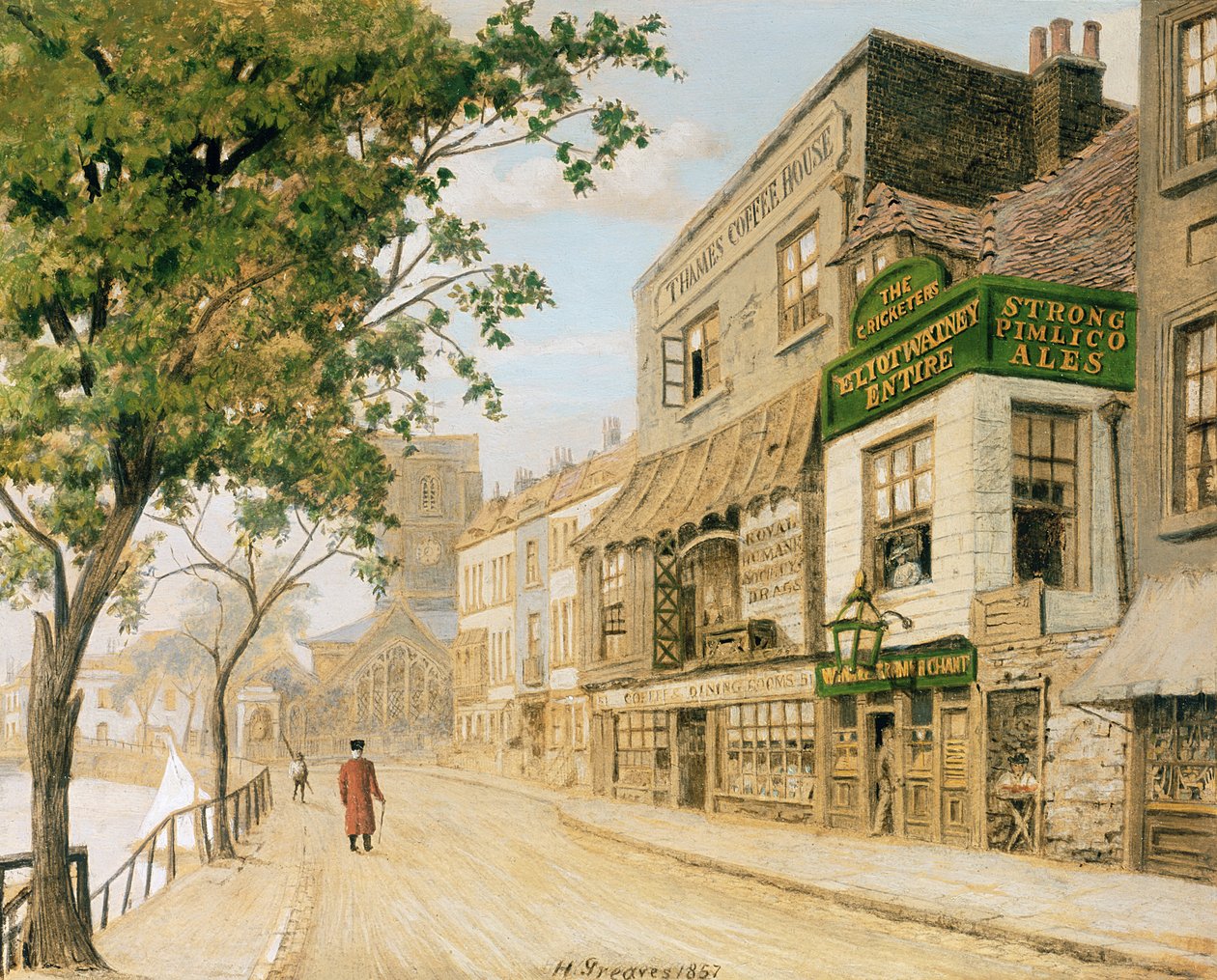 Cheyne Walk, Chelsea, 1857 door Walter Greaves