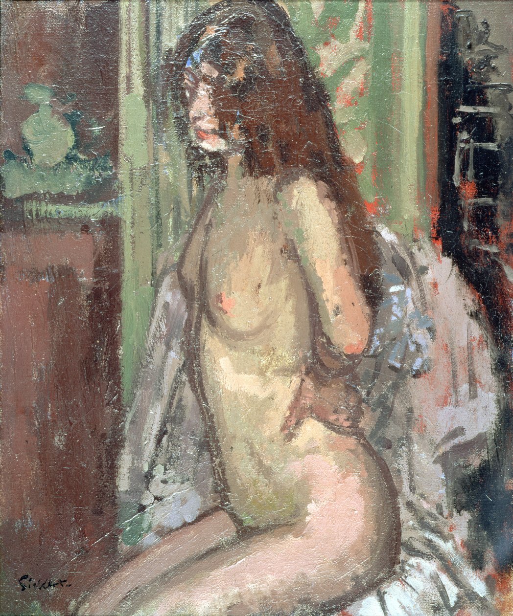 Zittende naakt, Parijs, 1906 door Walter Richard Sickert