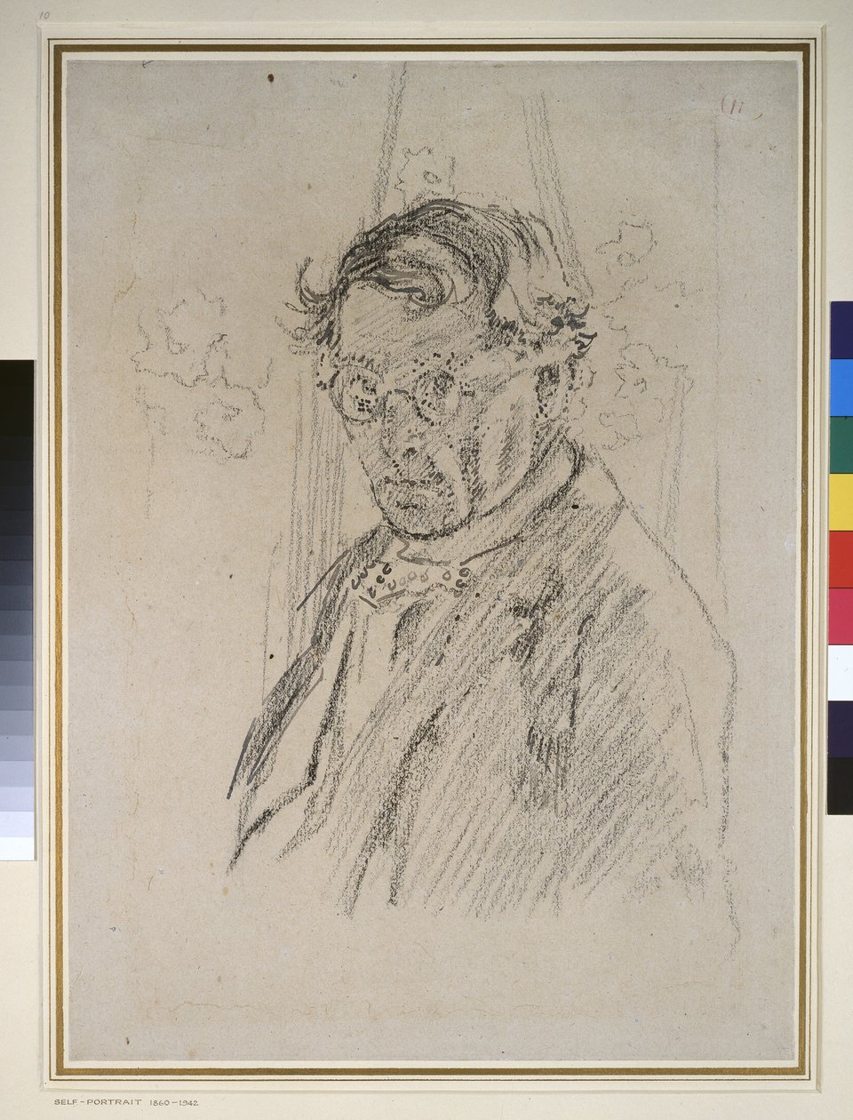 Zelfportret met bril door Walter Richard Sickert
