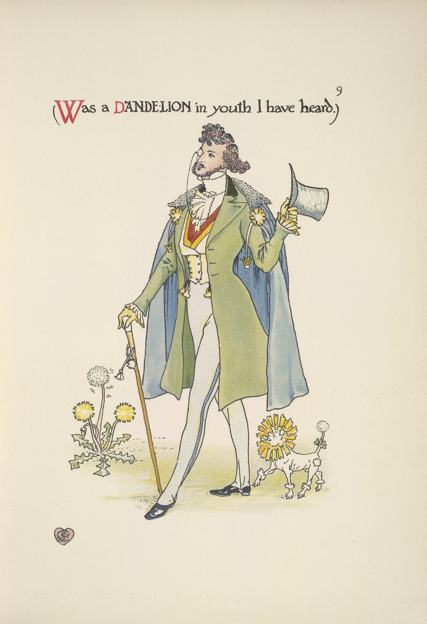 Paardenbloem. Een goed geklede jonge man door Walter Crane