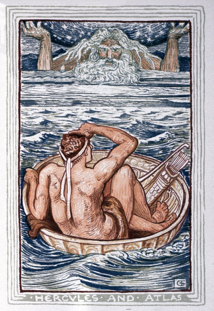 Herakles en Atlas, ca. 1900 door Walter Crane