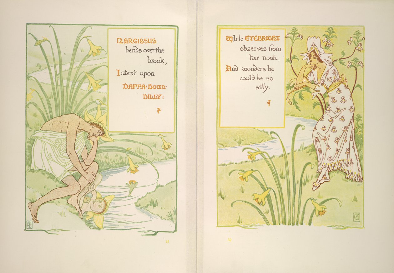 Narcissus en ogentroost door Walter Crane