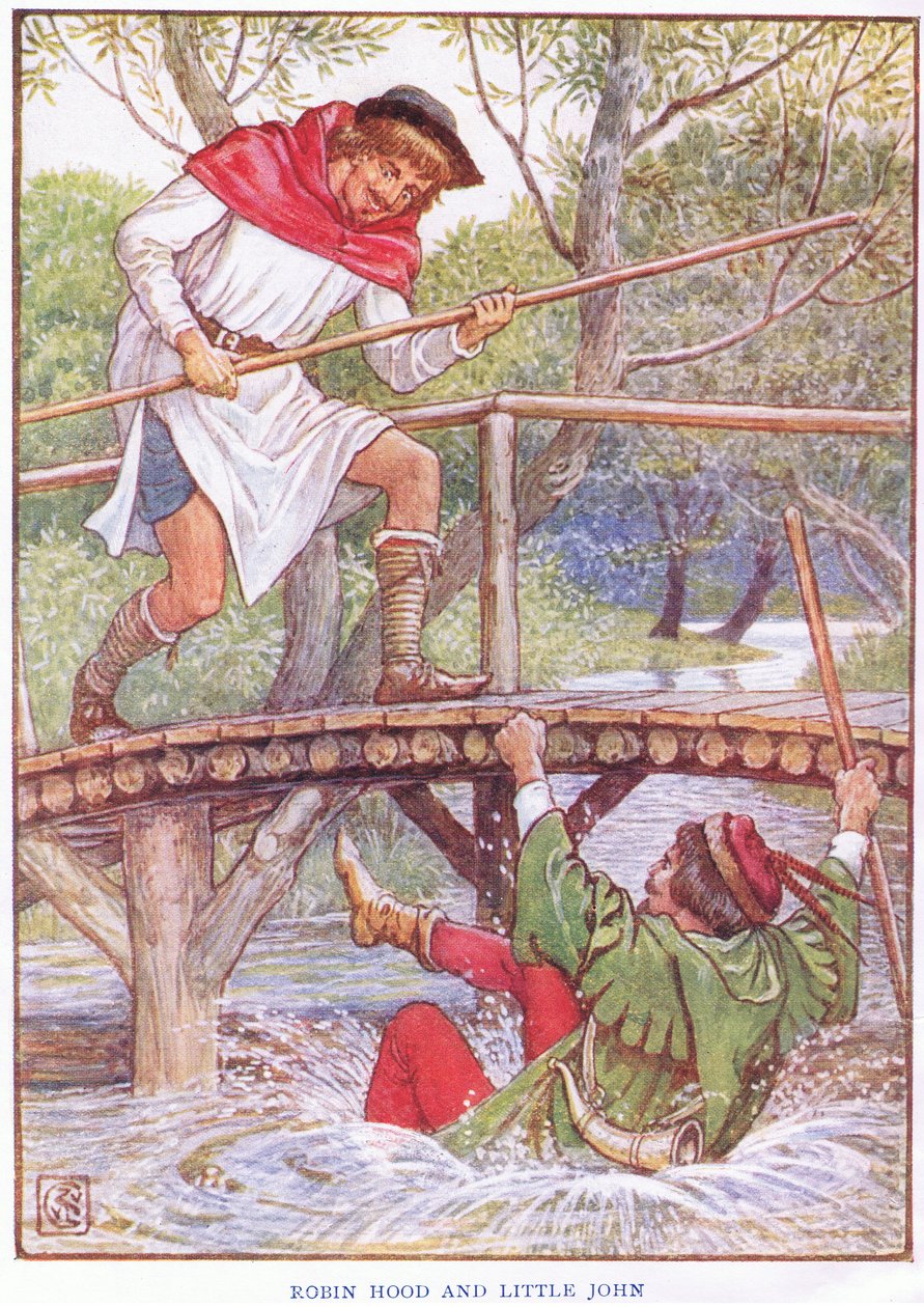 Robin Hood en Kleine Jan, c.1920 door Walter Crane