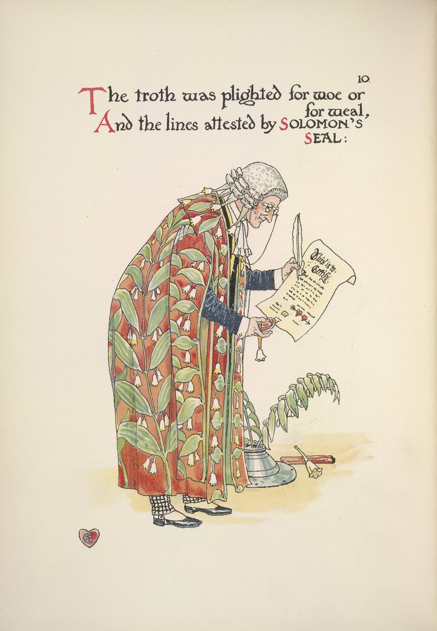 Het huwelijkscertificaat verzegelen door Walter Crane