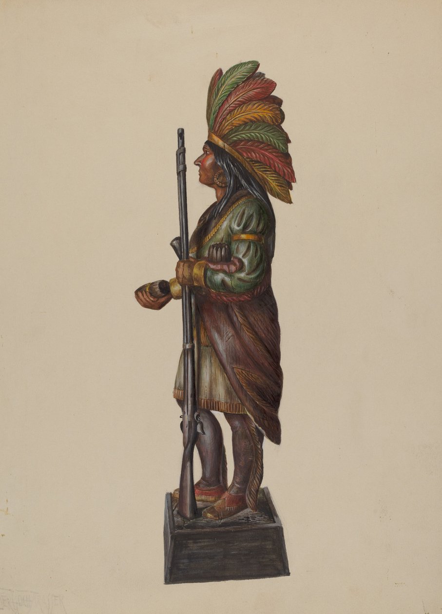 Cigar Store Indiaan, ca. 1936 door Walter Hochstrasser
