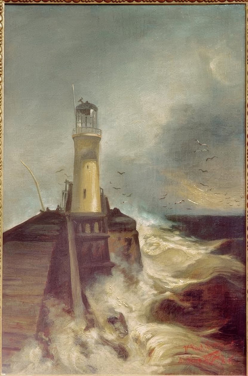 Pier met vuurtoren door Walter Leistikow
