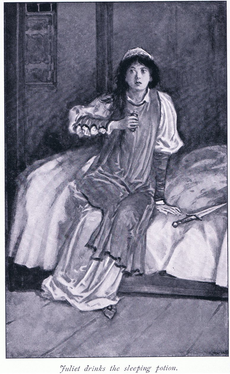 Juliet drinkt het slaapmiddel door Walter Paget
