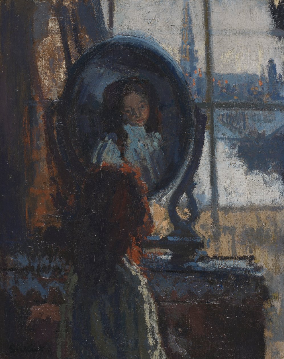 Meisje bij een spiegel, kleine Rachel door Walter Richard Sickert