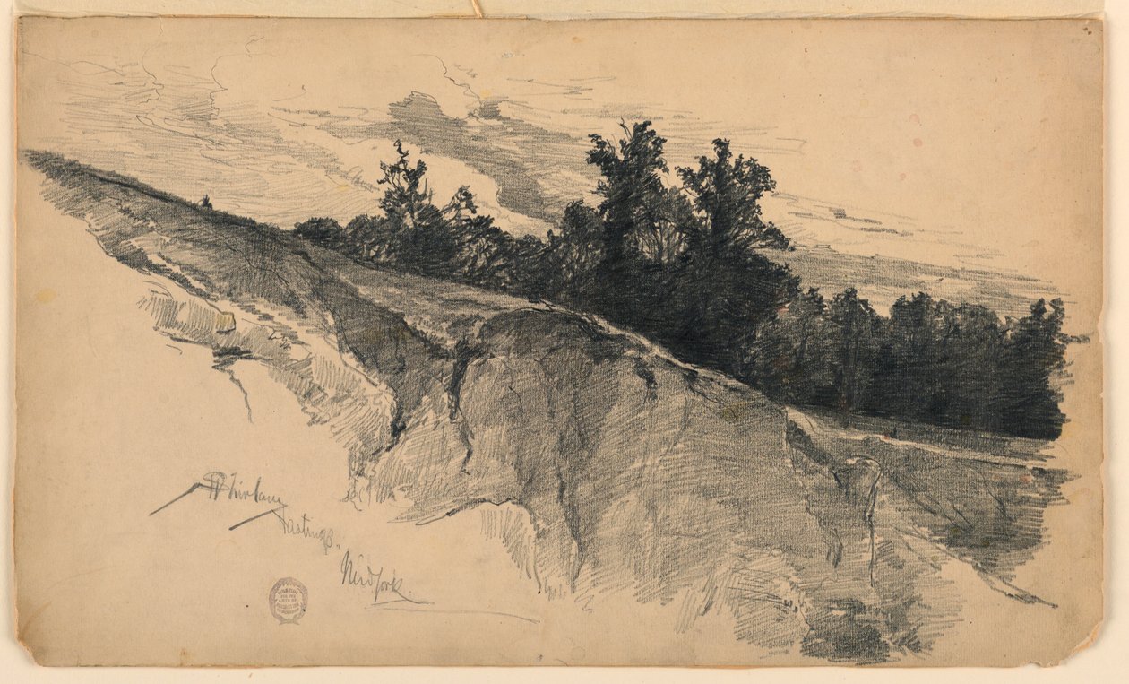 Landschap bij Hastings, New York door Walter Shirlaw
