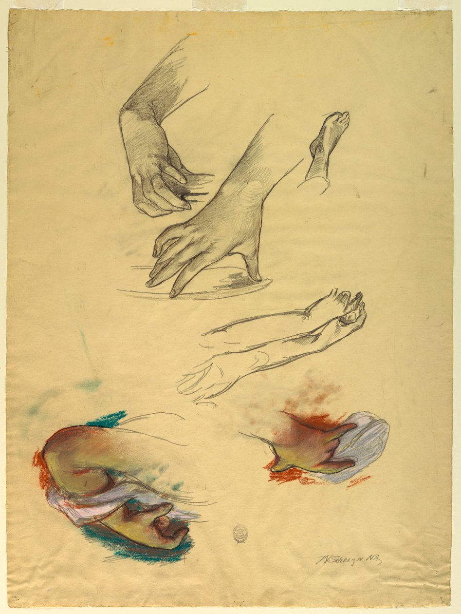 Studie van handen door Walter Shirlaw