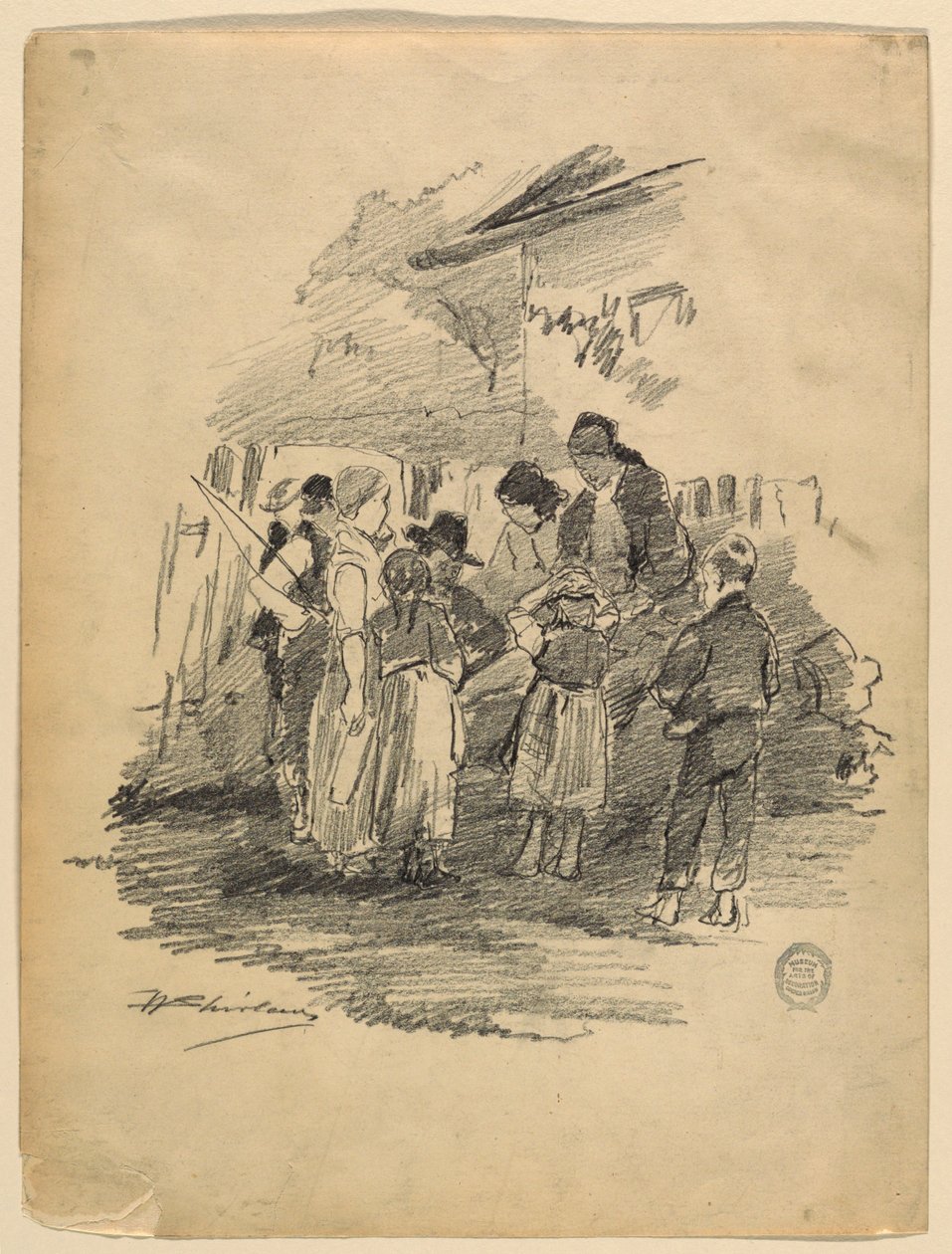 De kunstenaar in het dorp door Walter Shirlaw