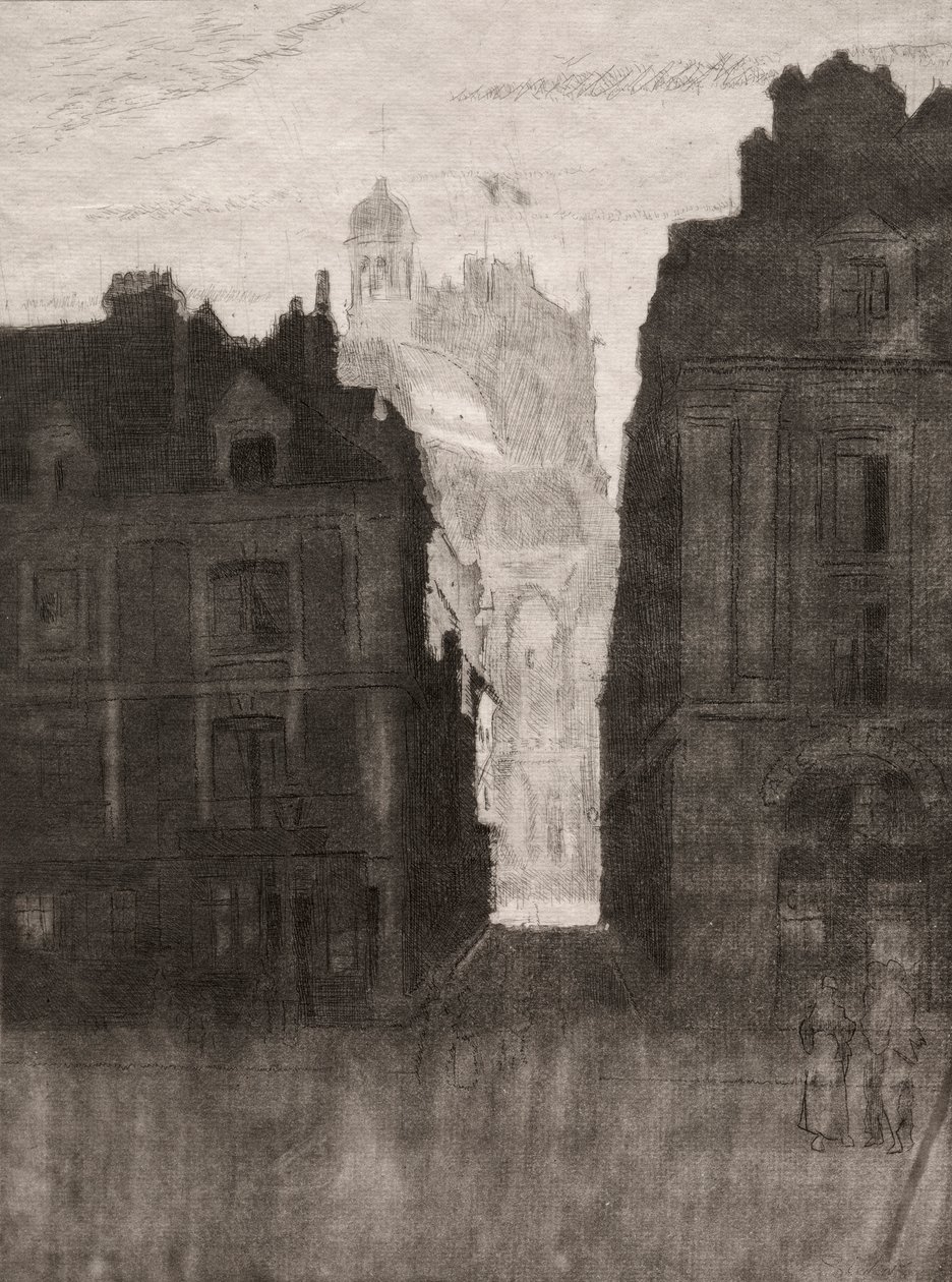 Dieppe, La Rue Notre Dame door Walter Sickert
