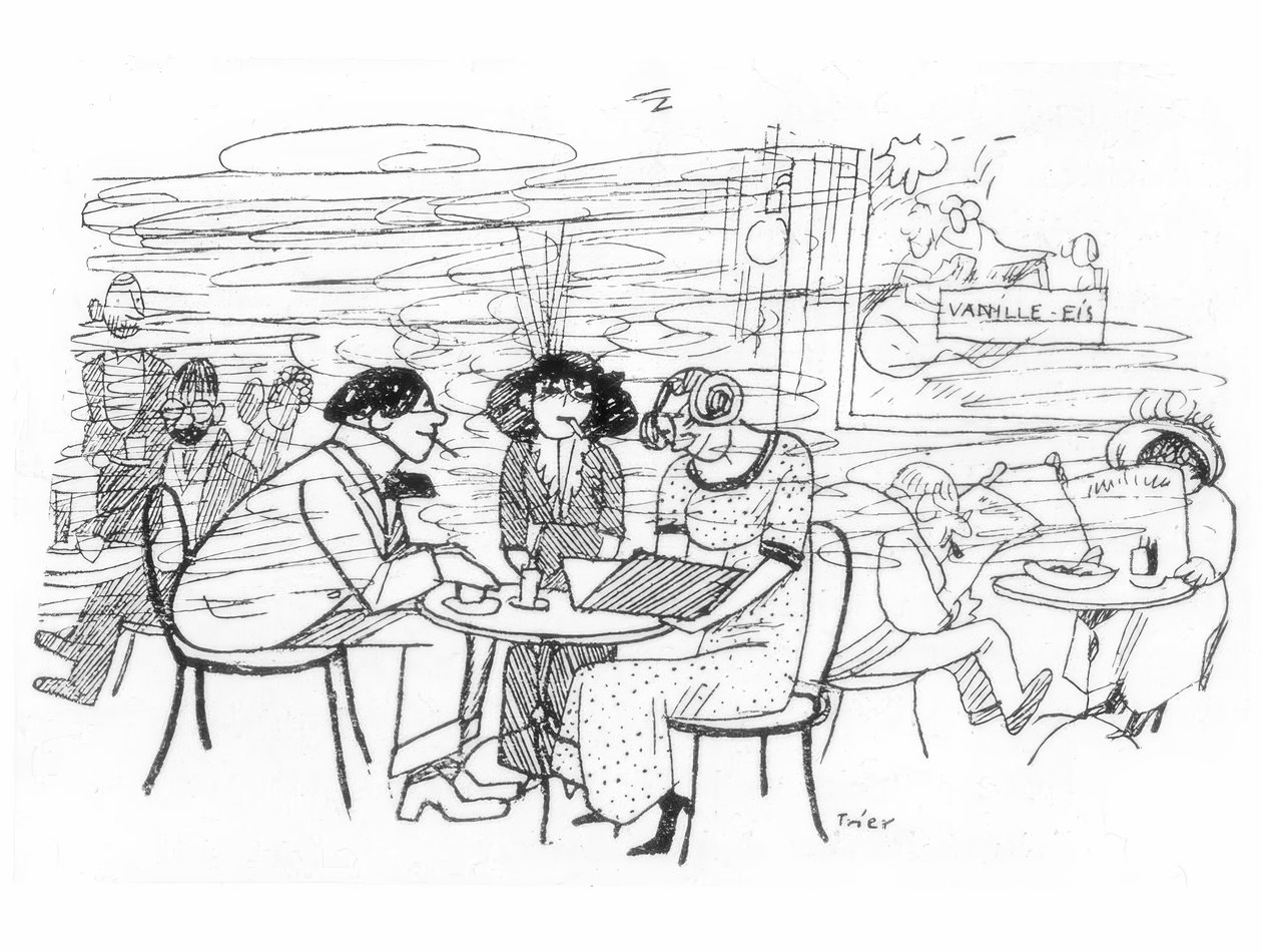 Literaten in Cafe des Westens door Walter Trier