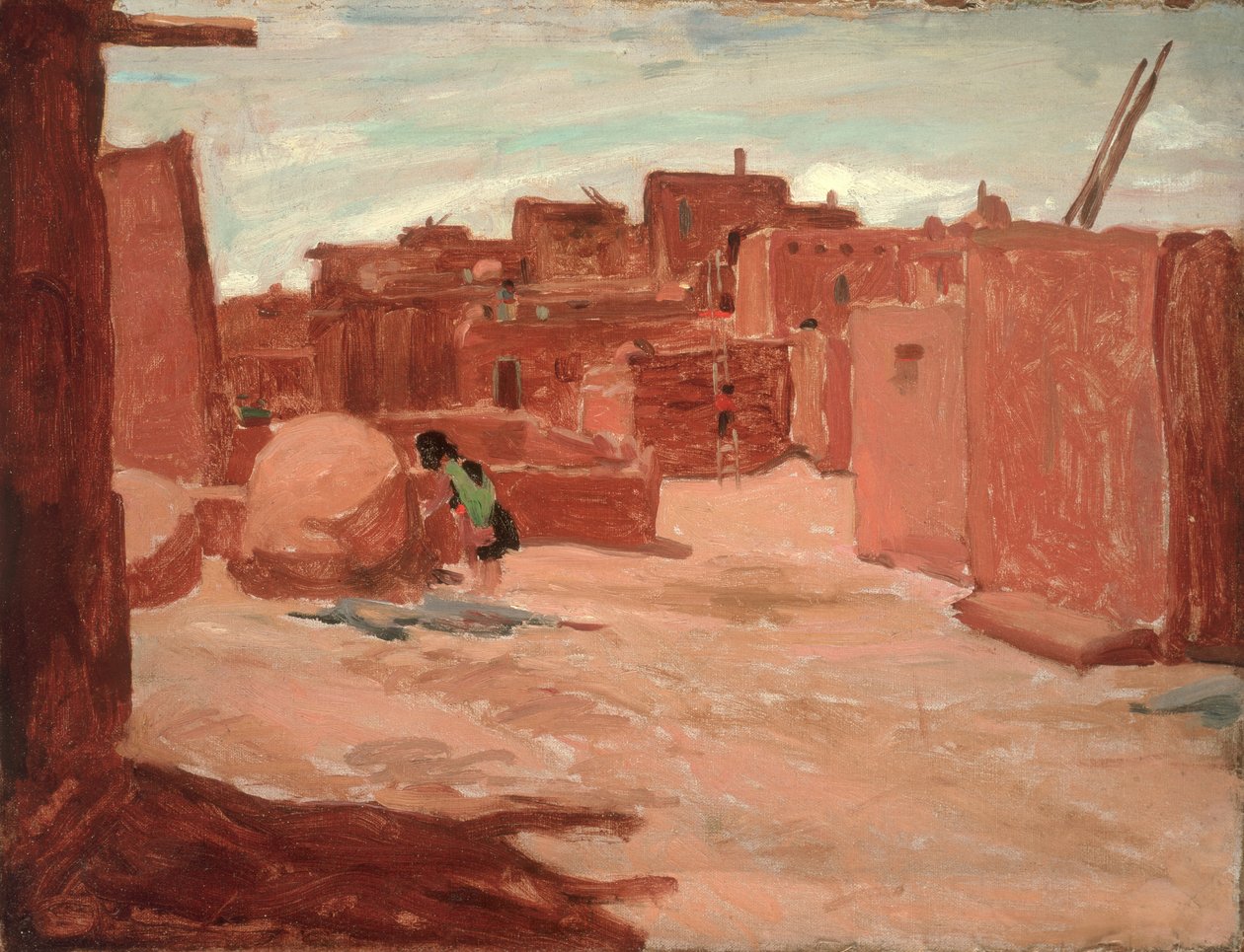 Adobe dorp door Walter Ufer