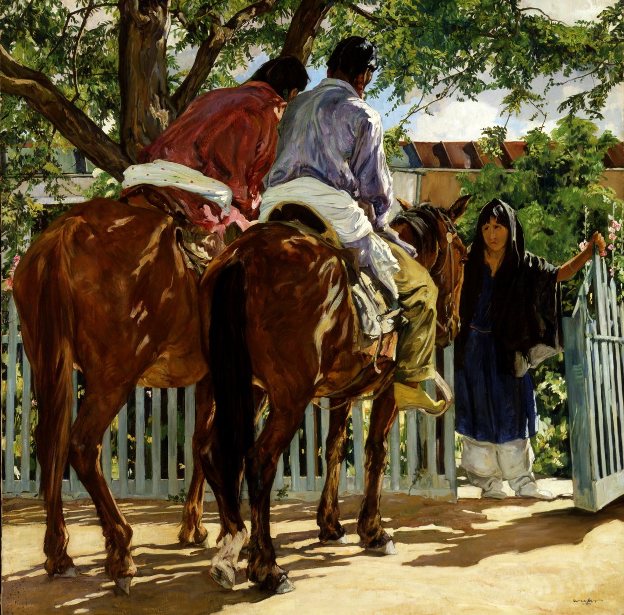 Bezoekers, ca. 1926 door Walter Ufer