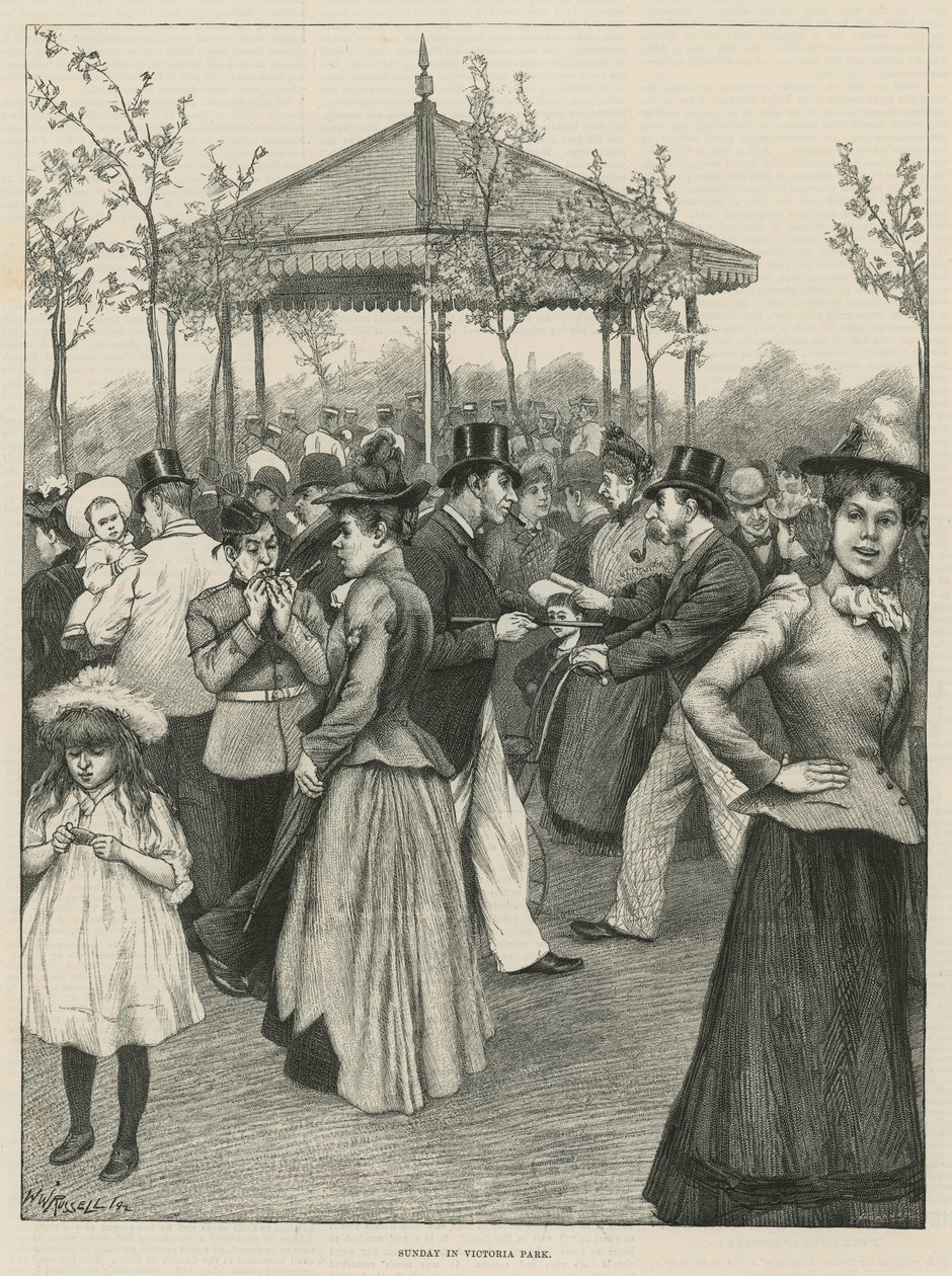 Zondag in Victoria Park (gravure) door Walter Westley Russell