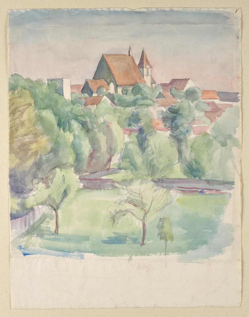 Landschap met kerk door Walther Gamerith