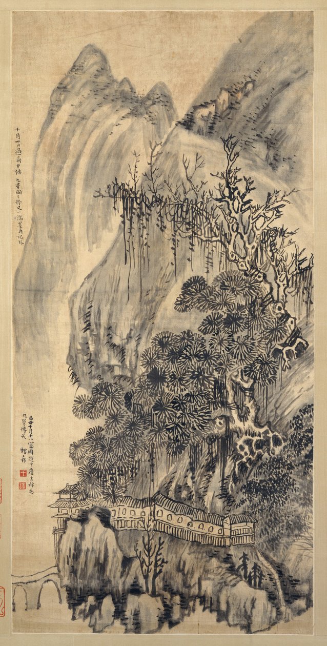 Landschap, gedateerd 1649 door Wang Duo