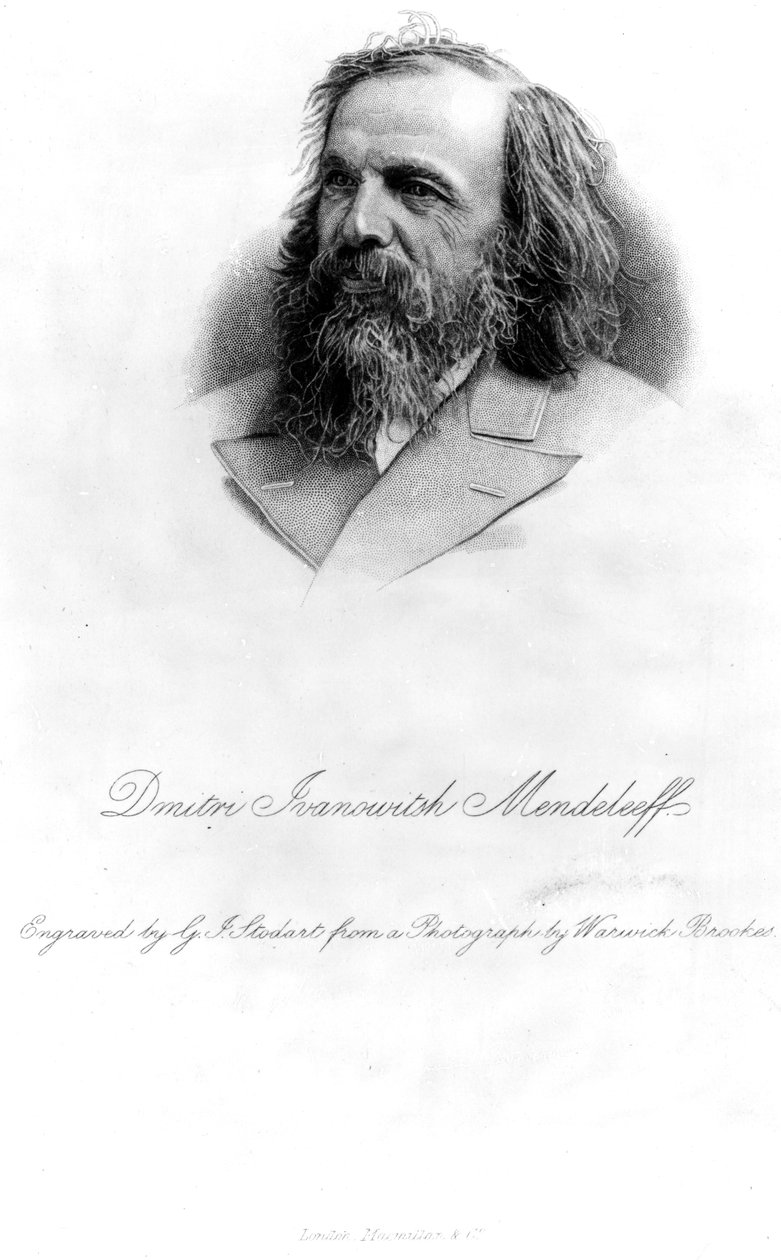 Dmitri Mendelejev, gegraveerd door George J. Stodart door Warwick Brookes