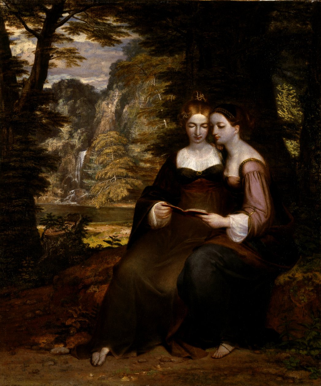 Hermia en Helena, voor 1818 door Washington Allston
