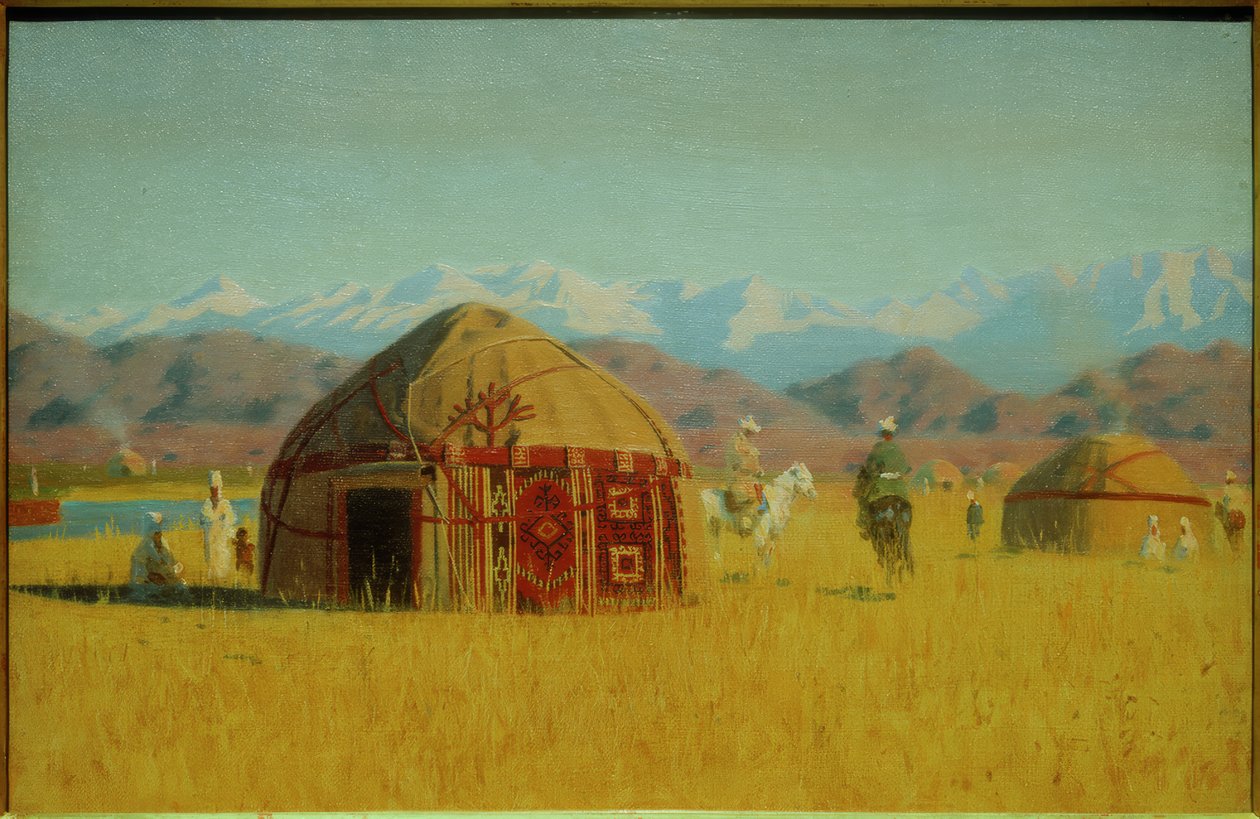 Kirgizische yurt (aan de rivier Tschu) door Wassili W. Werestschagin