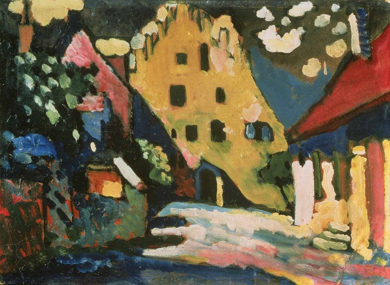 Kasteelhof, Murnau, 1908 door Wassily Kandinsky