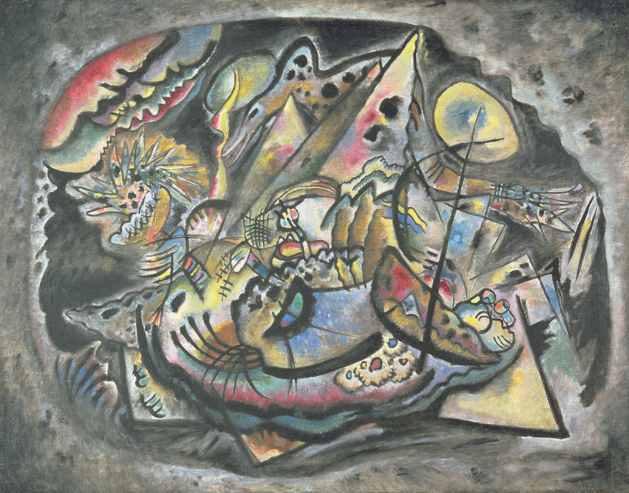 Compositie: De grijze ovaal, 1917 door Wassily Kandinsky