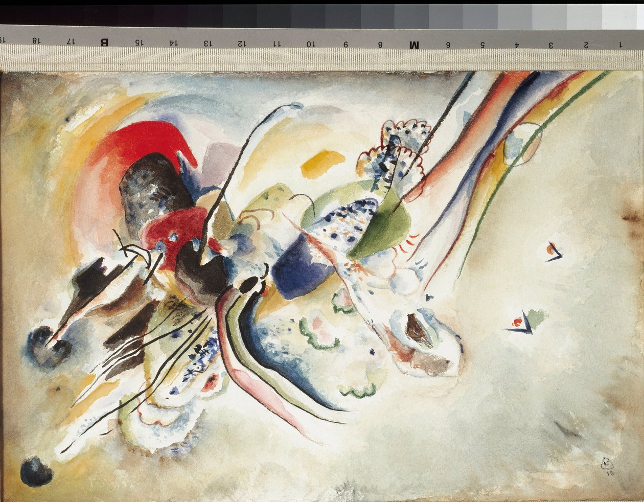 Compositie Aquarel en potlood op karton door Vassily Kandinsky, 1916 door Wassily Kandinsky