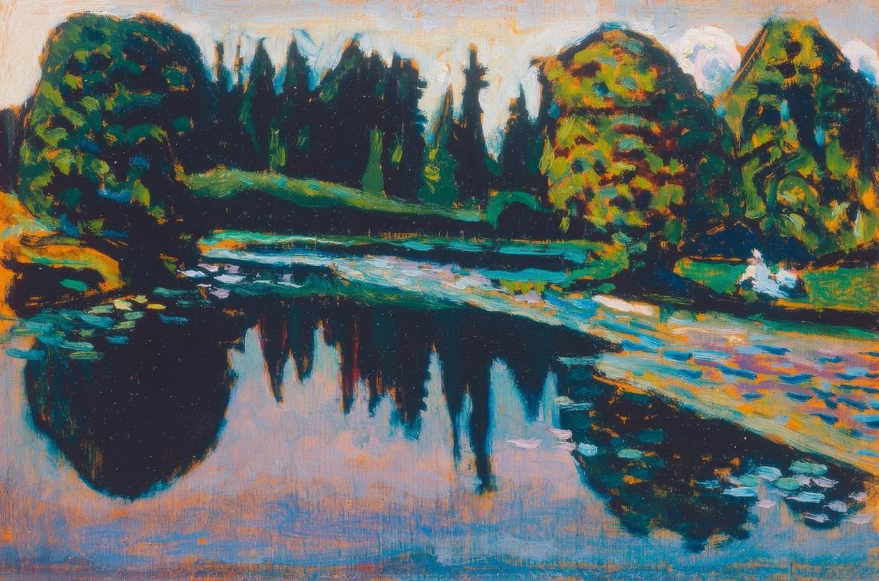 De rivier in de zomer door Wassily Kandinsky