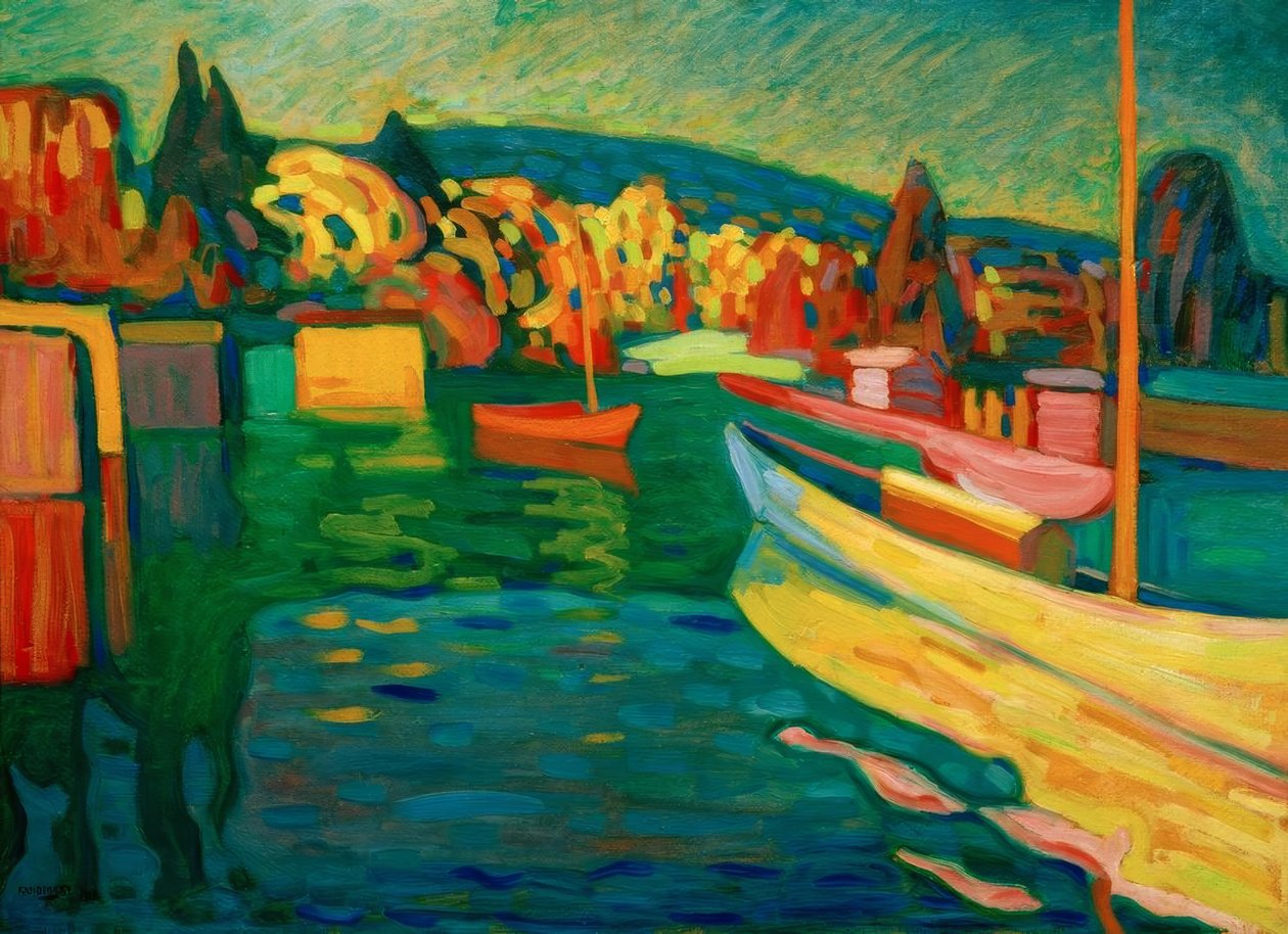 Herfstlandschap met boten door Wassily Kandinsky