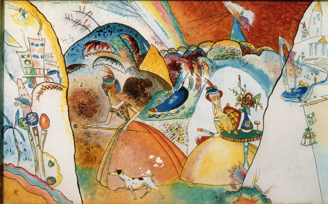 Dames in een landschap, 1918 door Wassily Kandinsky
