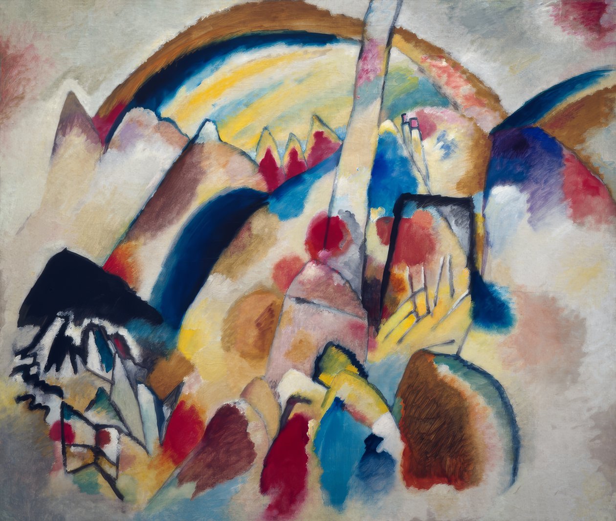 Landschap met rode vlekken II door Wassily Kandinsky