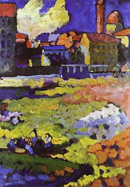München-Schwabing met de Kerk van St-Ursula door Wassily Kandinsky