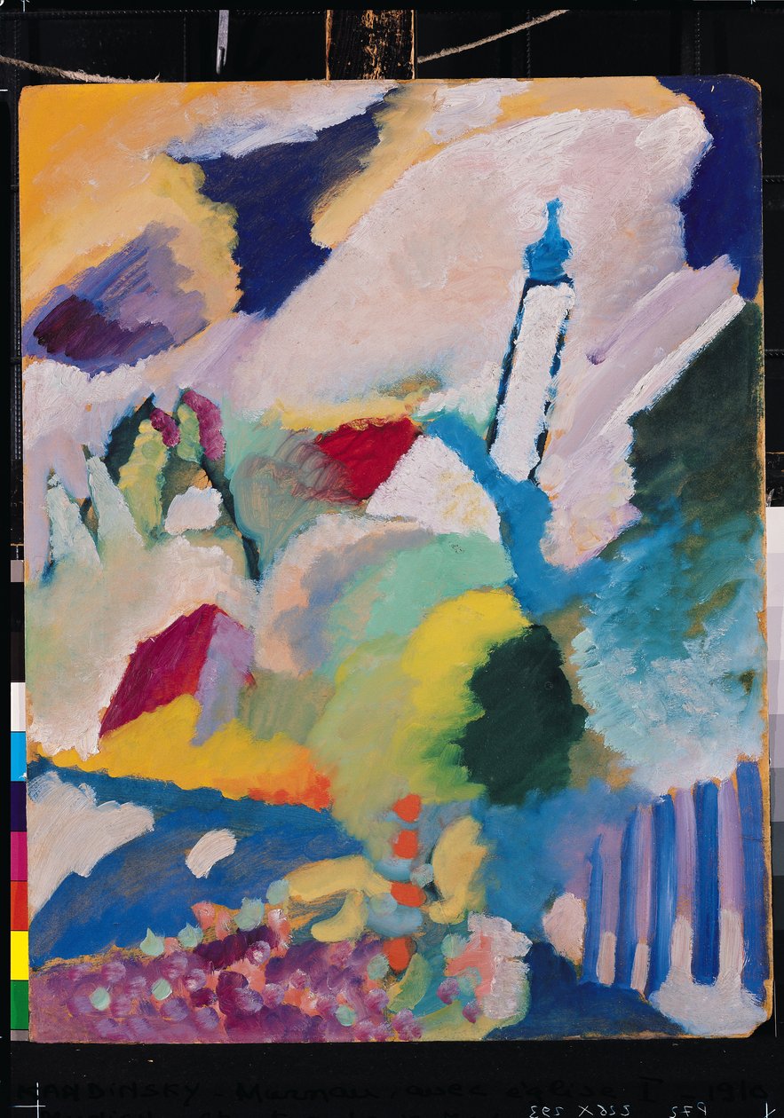 Murnau met kerk I, 1910 door Wassily Kandinsky