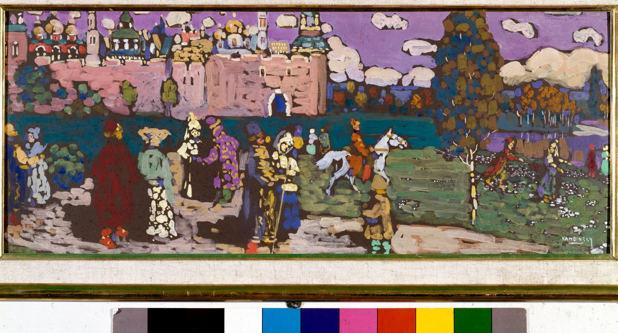 Russisch tafereel in tempera, 1904 door Wassily Kandinsky