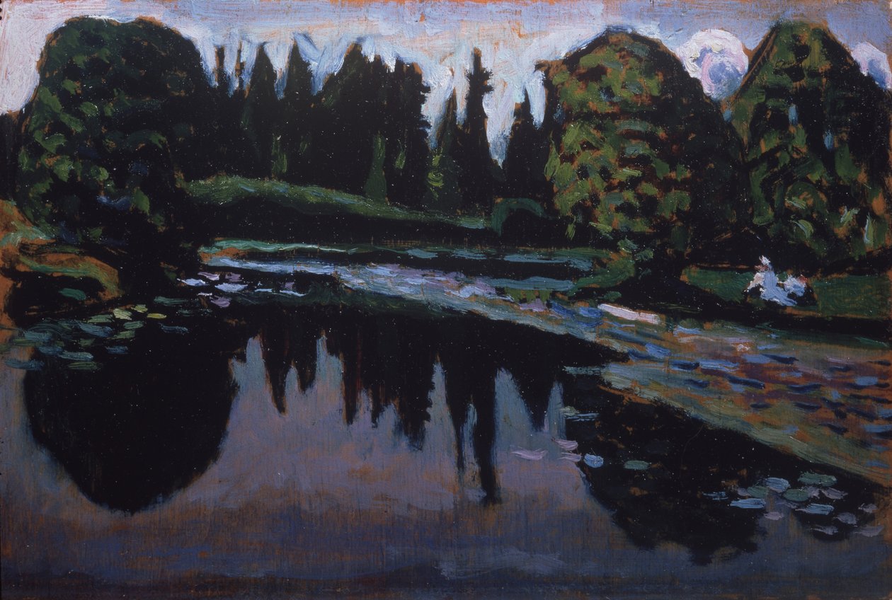 Een rivier in de zomer door Wassily Kandinsky