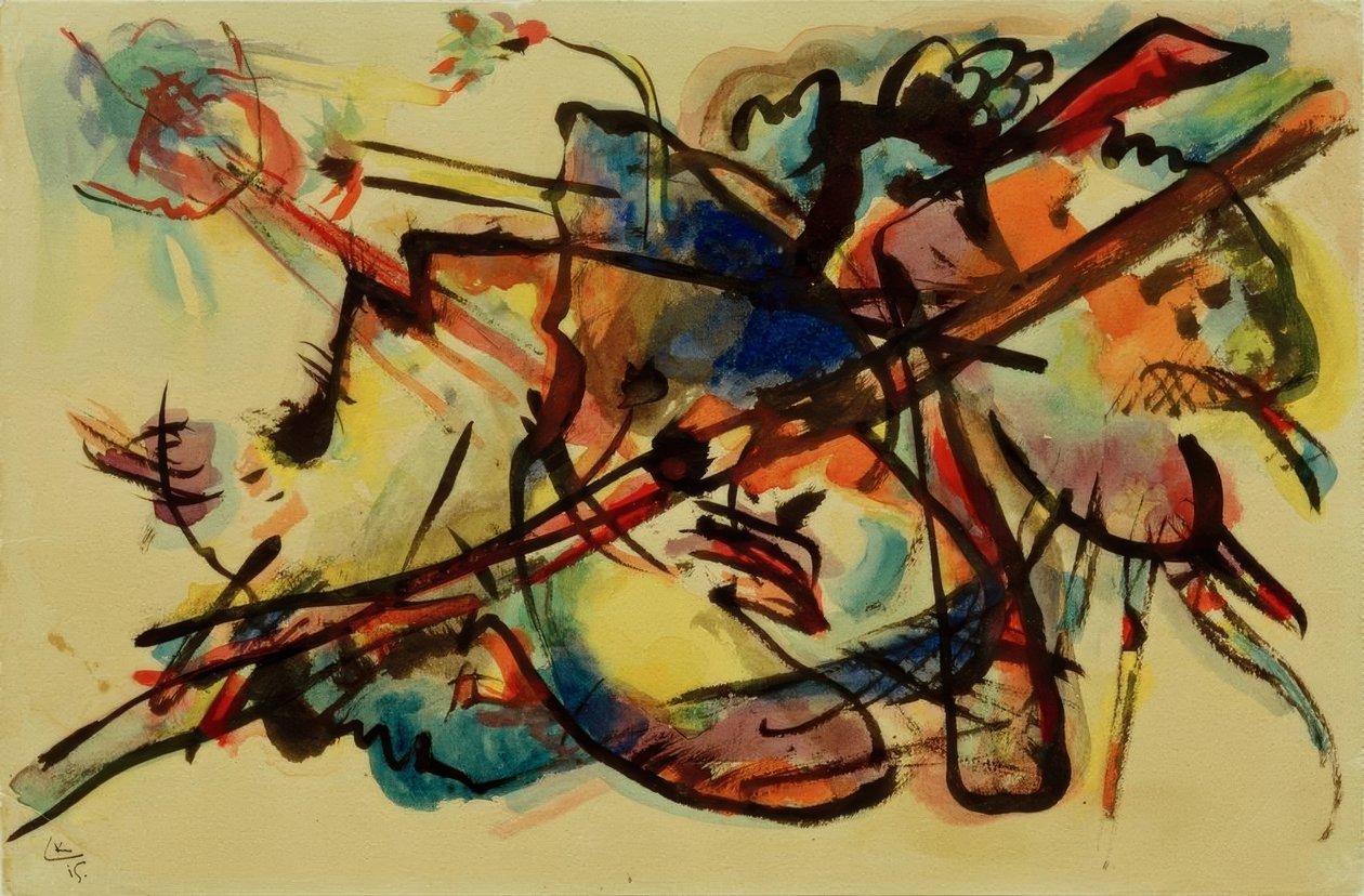 Abstracte compositie (Blauw-goud) door Wassily Kandinsky