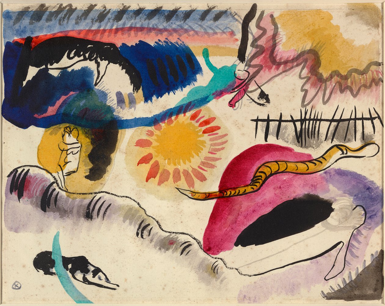 Aquarel nr. 3 (Liefdestuin) door Wassily Kandinsky