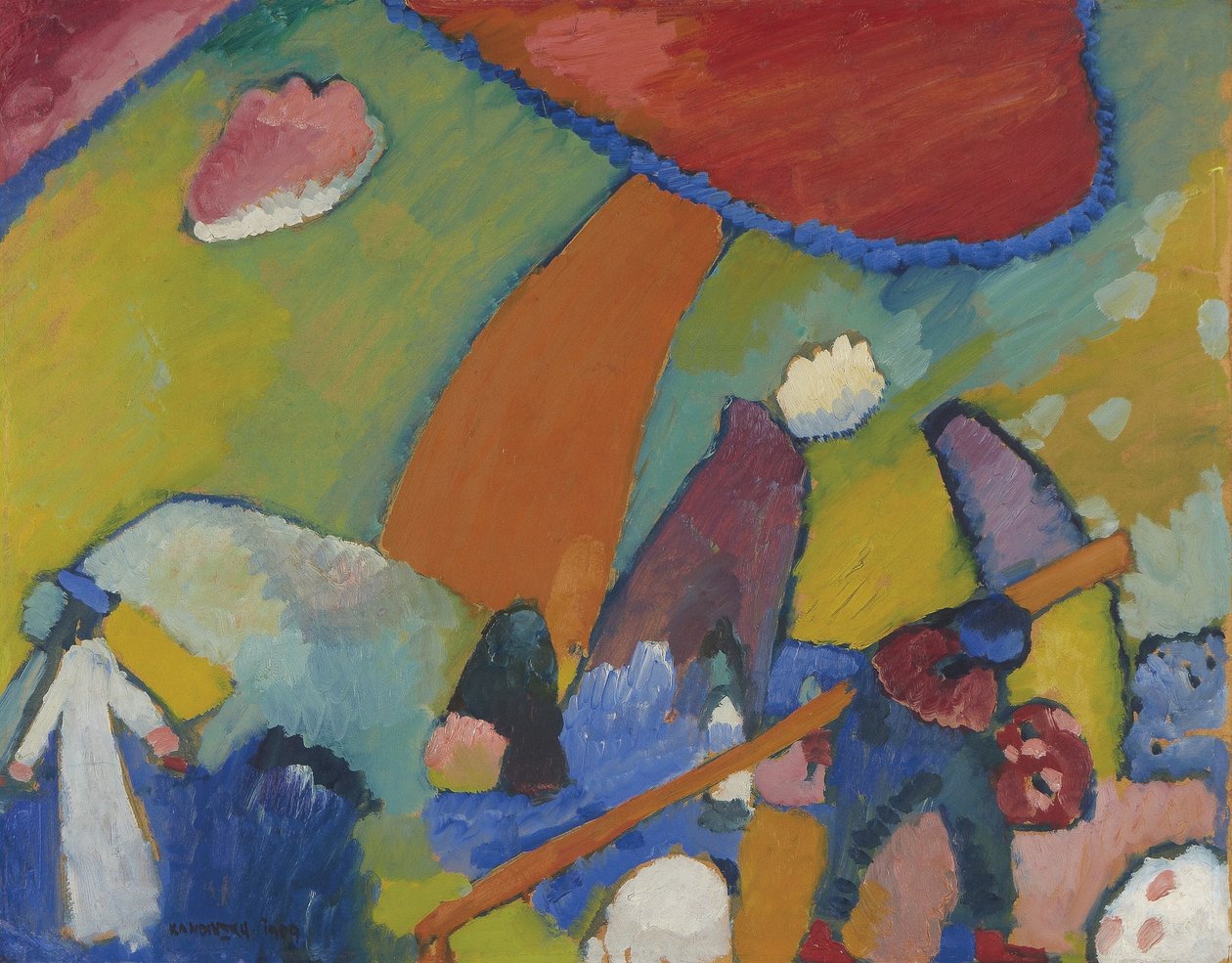 Strandscène, 1909 door Wassily Kandinsky