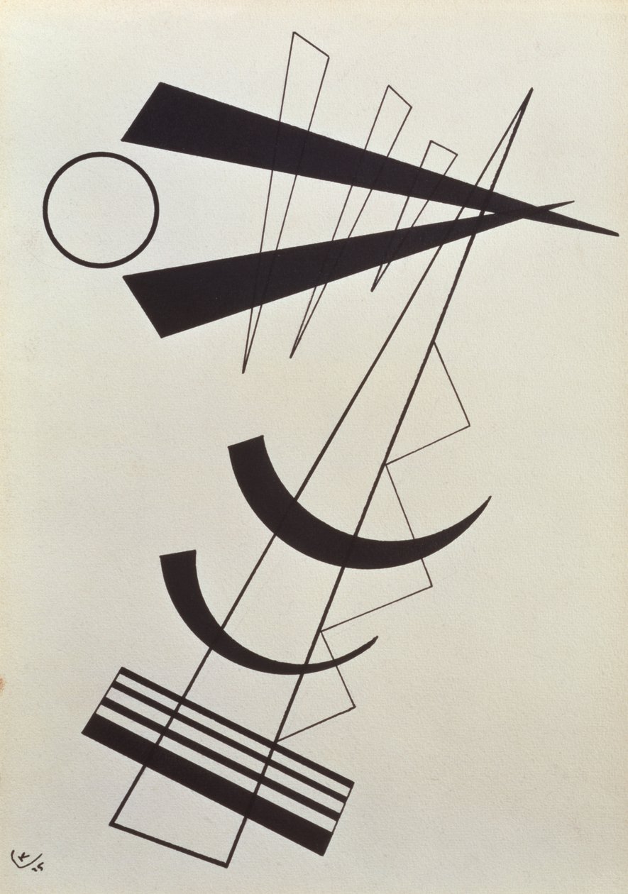 Betonte Gewichte in Schwarz/Weiss door Wassily Kandinsky