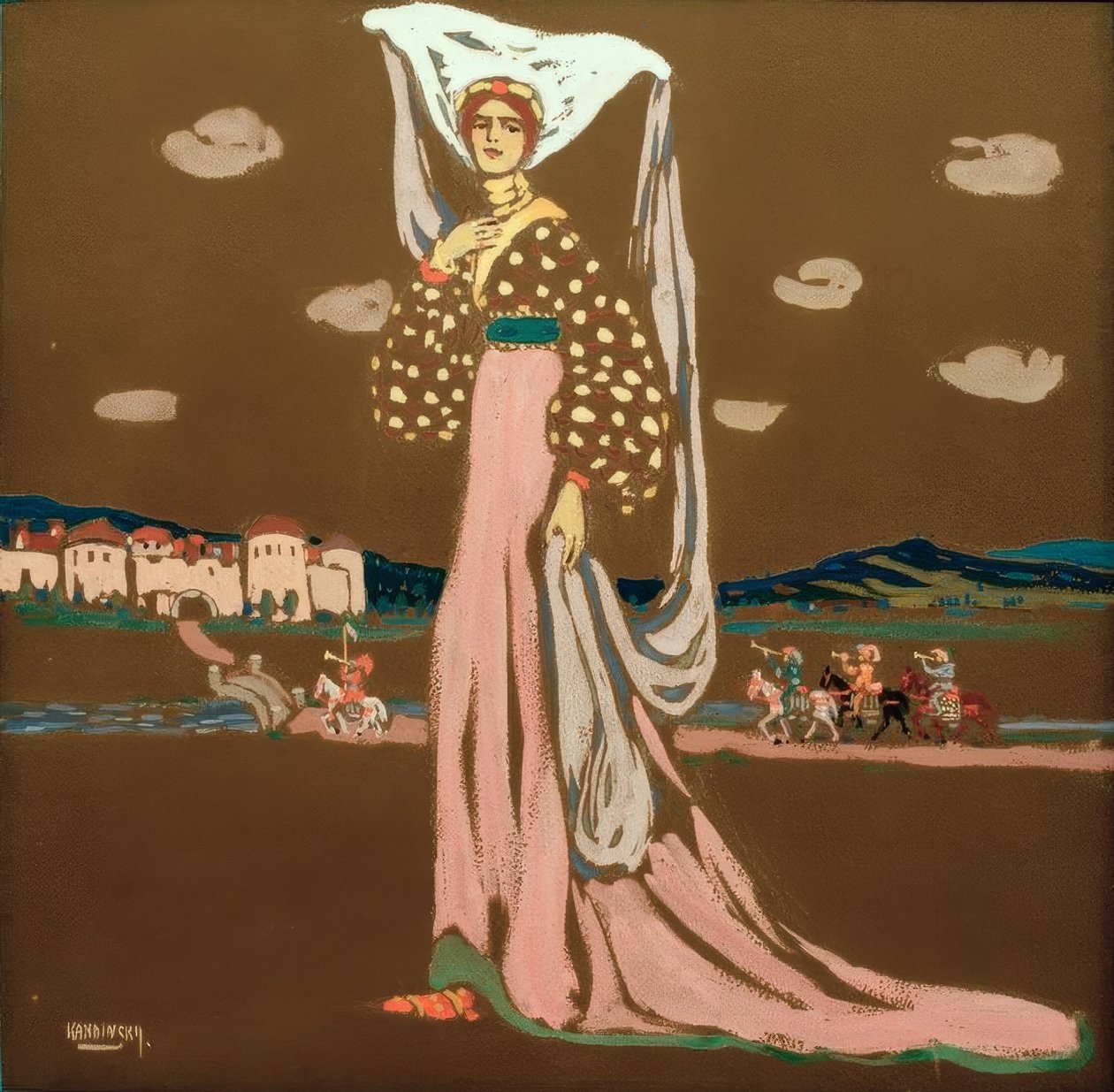 De Nacht, (Wandelende Dame) door Wassily Kandinsky