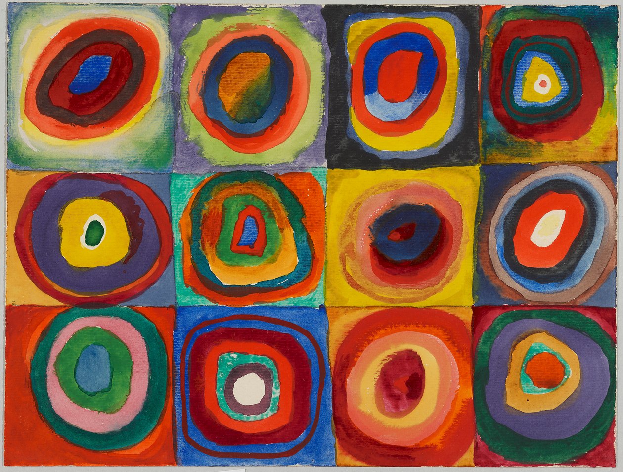 Kleurstudie – Vierkanten met Concentrische Ringen door Wassily Kandinsky