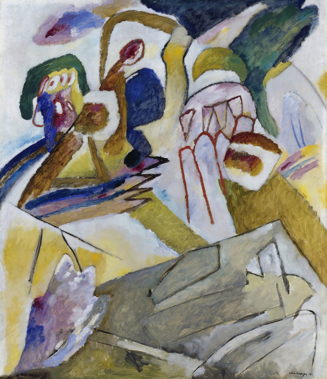 Improvisatie 18, met grafsteen, 1911 door Wassily Kandinsky