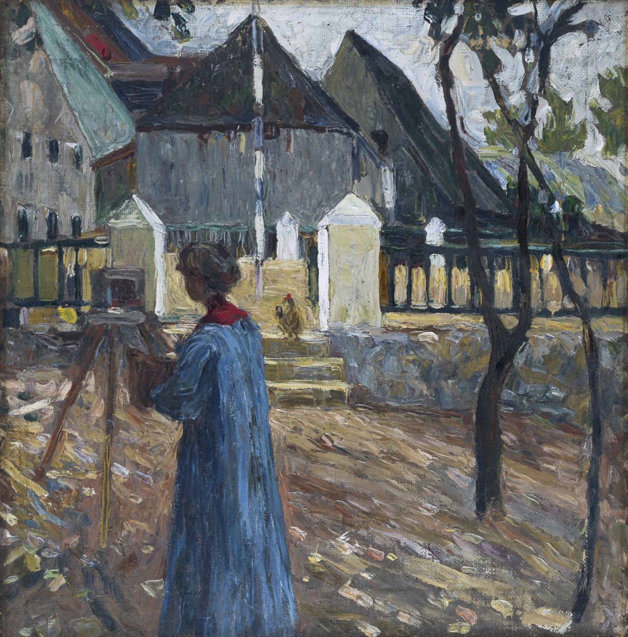 Kallmünz – Gabriele Münter schildert II door Wassily Kandinsky