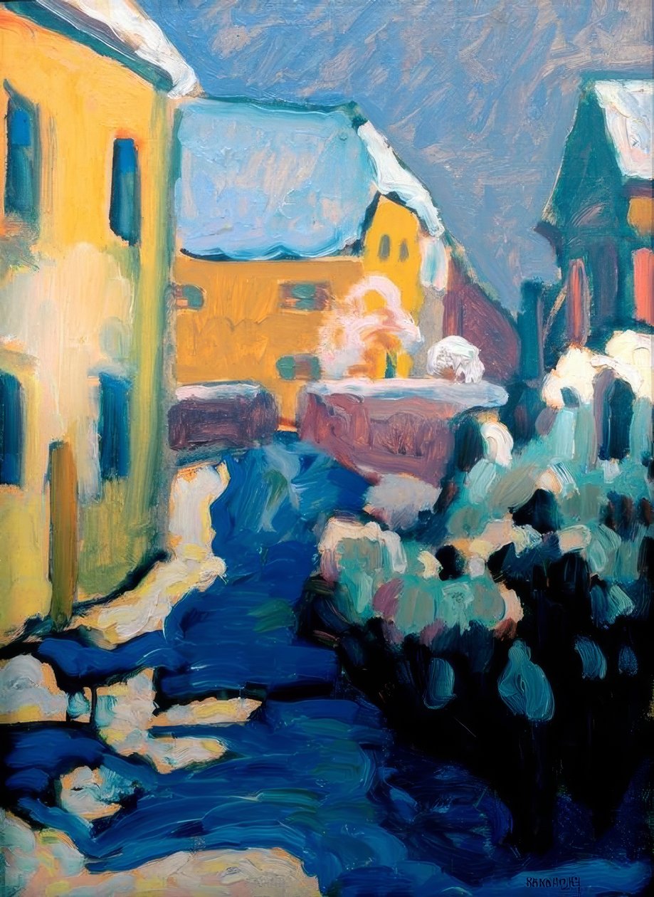 Kochel – Begraafplaats en pastorie door Wassily Kandinsky
