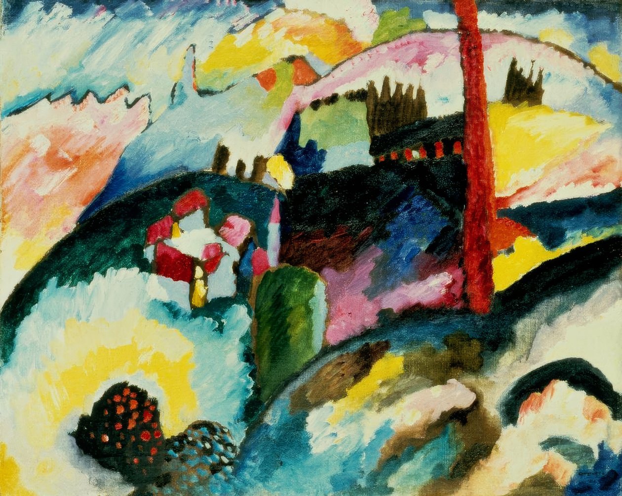 Landschap met fabrieksschoorsteen door Wassily Kandinsky