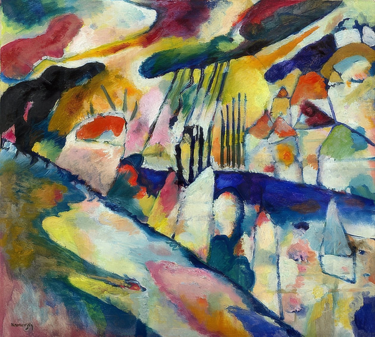 Landschap met regen door Wassily Kandinsky