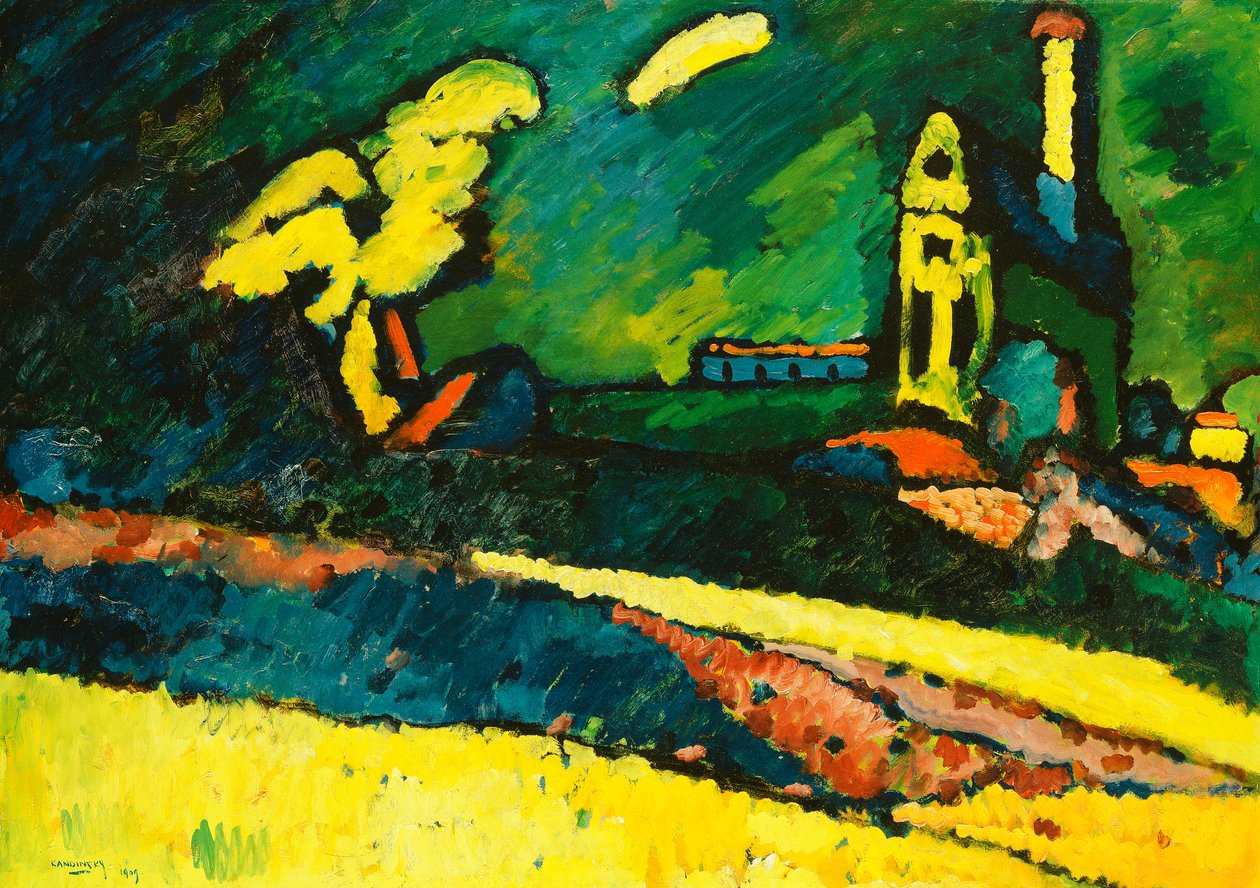 Murnau - Landschap met Kerk I door Wassily Kandinsky